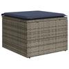 Tabouret de jardin avec coussin Gris 55x55x37 cm Rotin Synthétique