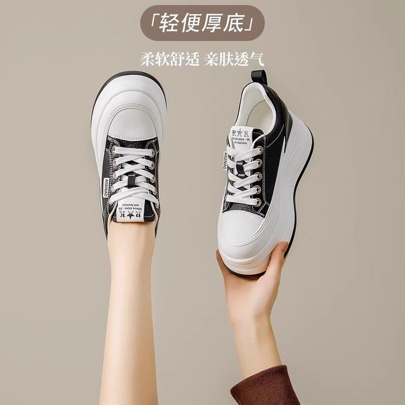 Platform white shoes women's spring new small inner height increase casual cm board shoes lightweight women's shoes