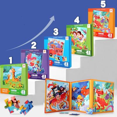 Magnetic Puzzles Portable Book Vehicle Ocean Dinosaur Jigsaw Montessori Early Education With Magnet Boys Girls Toys For Children