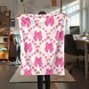 Pink Element Print Flannel Blanket,High Quality Comfortable for All Seasons,Home Decor,Warmth and Comfort,Perfect for Christmas Gifts