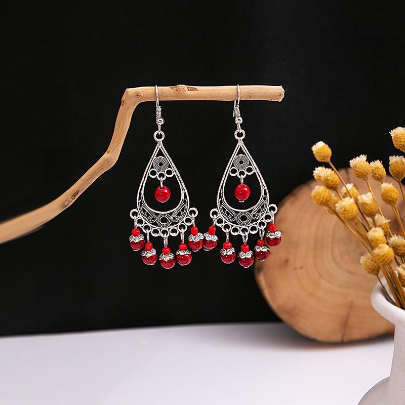 Boucles d'oreilles pendantes longues à pampilles en métal de style ethnique bohème