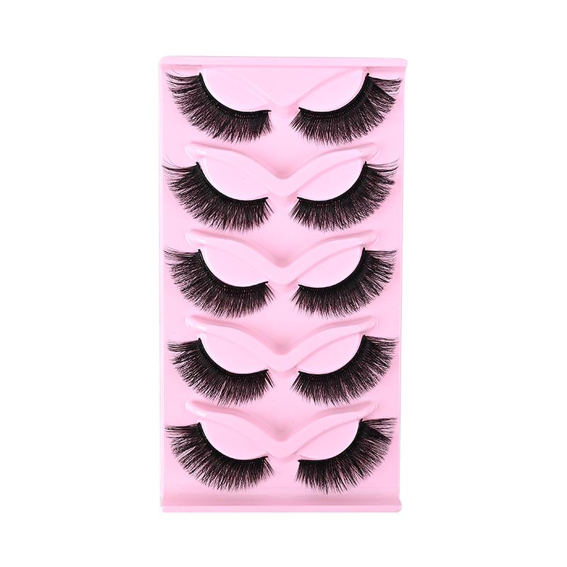 Natural Self-Adhesive False Eyelashes - 5 Pairs of Thick, Long, Individual Lashes for Beauty Makeup