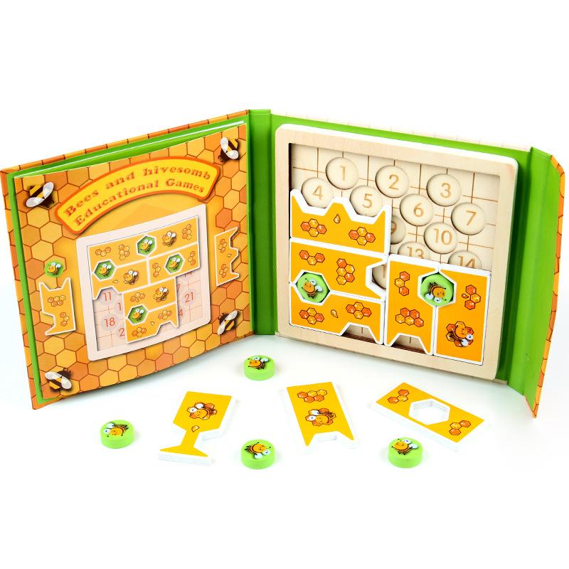 

Children Montessori Toys Wooden Clip Bee Color Sorting Shape Matching Board Games Fine Motor Training Sensory Educational Toys