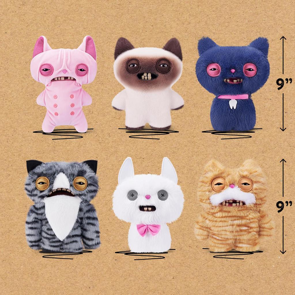 FUGGLER Alley Cats 9-Inch Plush Toy by ZURU - Funny Ugly Monster Stuffed Animal with Human-Like Teeth
