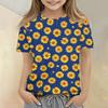 Girls Floral Print Short Sleeve T Shirt Casual Loose Fit Crew Neck Top Lightweight Comfortable Summer Tee for Kids