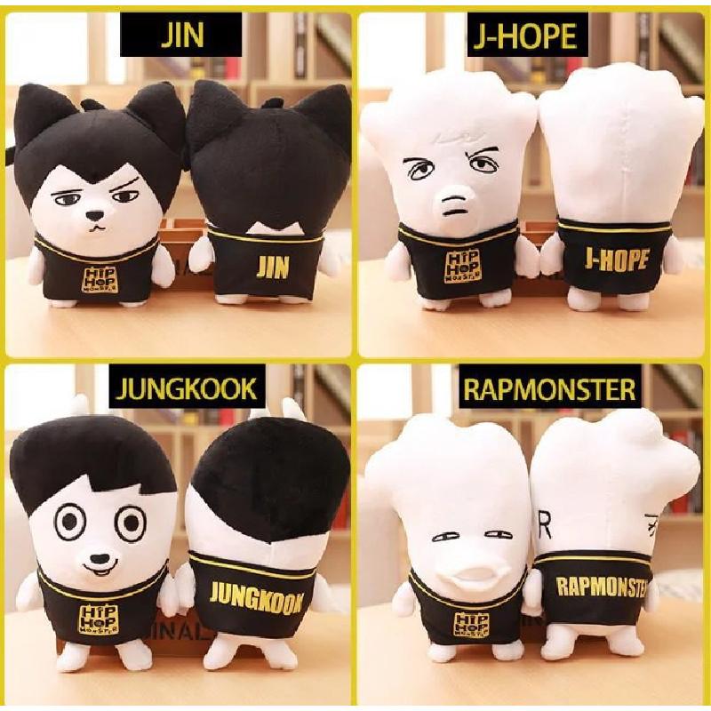Iconic Boys Bangtan Plush Toy Figure Black Color Soft Material Home Doll Office