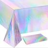 5PCS Rectangular Laser Disposable Tablecloth Shiny Iridescent Tablecloth  Birthday Party Supplies