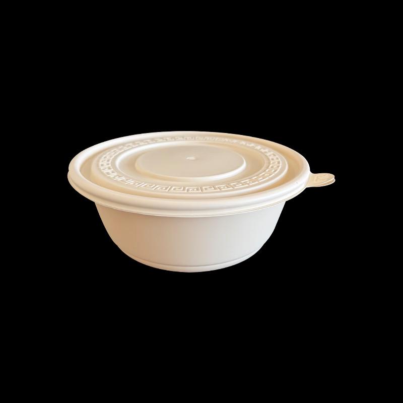 Biodegradable 900ml Round Takeaway Bowls with Lids, 300 Count