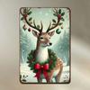 Vintage Reindeer Metal Tin Sign 8x12 Inch - Festive Wall Art for Home Bar Cafe Garage Decor