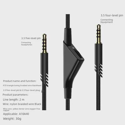 Astro A10/A40 Gaming Headset 2m Braided Audio Repair Cable Replacement