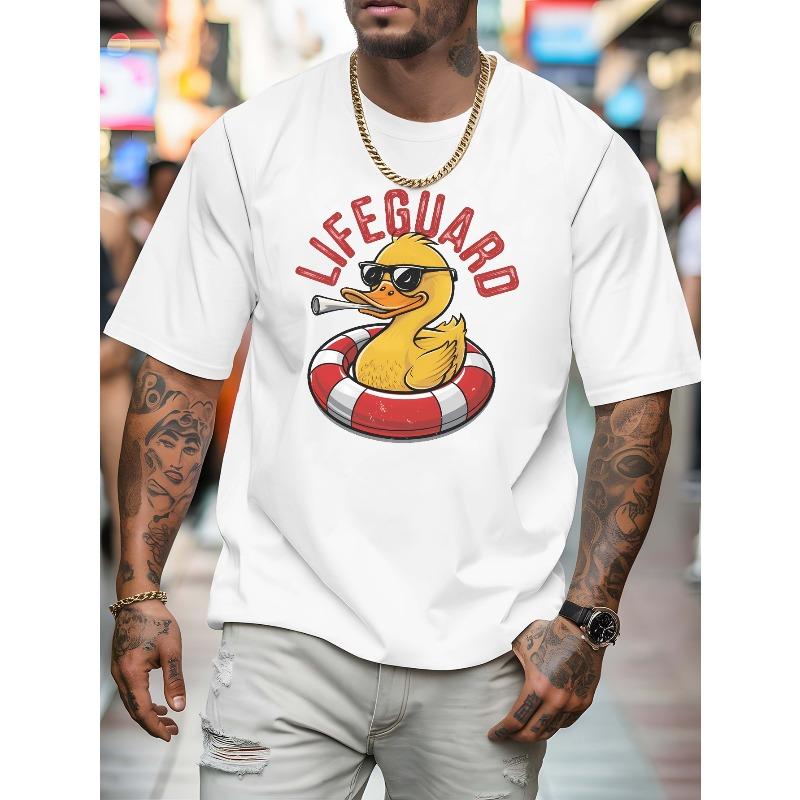 European Size Men'S Lifeguard T-Shirt. A Printed Tee Designed for Basketball Practice. This Crewneck, Short-Sleeve Shirt Perfect for Trendy Streetwear