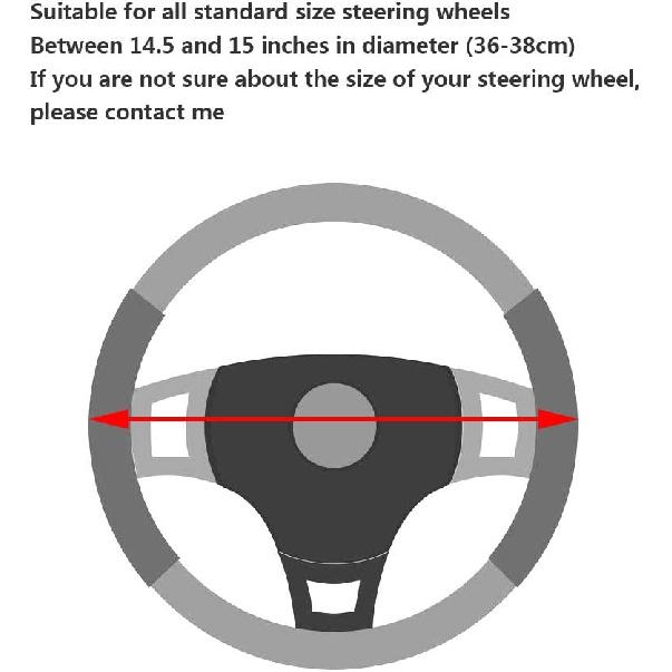 YOGURTCK Diamond Soft Leather Anti-Slip Steering Wheel Cover with Bling Bling Crystal Rhinestones, Universal 15 Inch for Women Girls, Fit Vehicles,