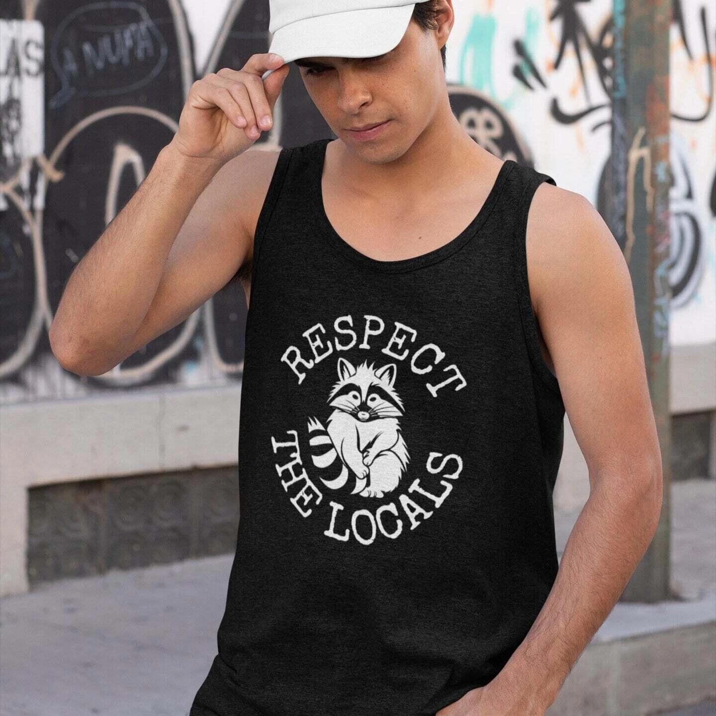 Respect The locals Raccoon Tank Top, Animal Lover M