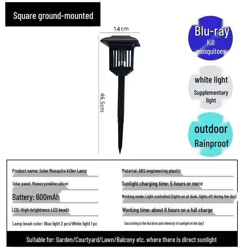 Outdoor Solar Mosquito Killer Lamp: Waterproof Electric Shock Mosquito Repellent for Garden Courtyard.