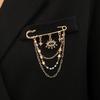 Hypoallergenic Punk Chain Tassel Safety Pin Brooches With Pearl Star Heart Charms For Blazer Suit Jacket Party Daily Wear
