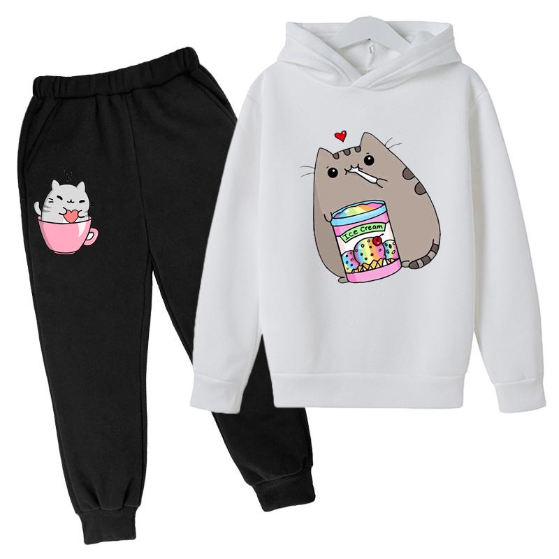 Cute Nutella Cat Cartoon Print Hoodie Kids Clothes Funny Sweatshirt For Girls/boys Harajuku Kawaii Winter Children Clothing