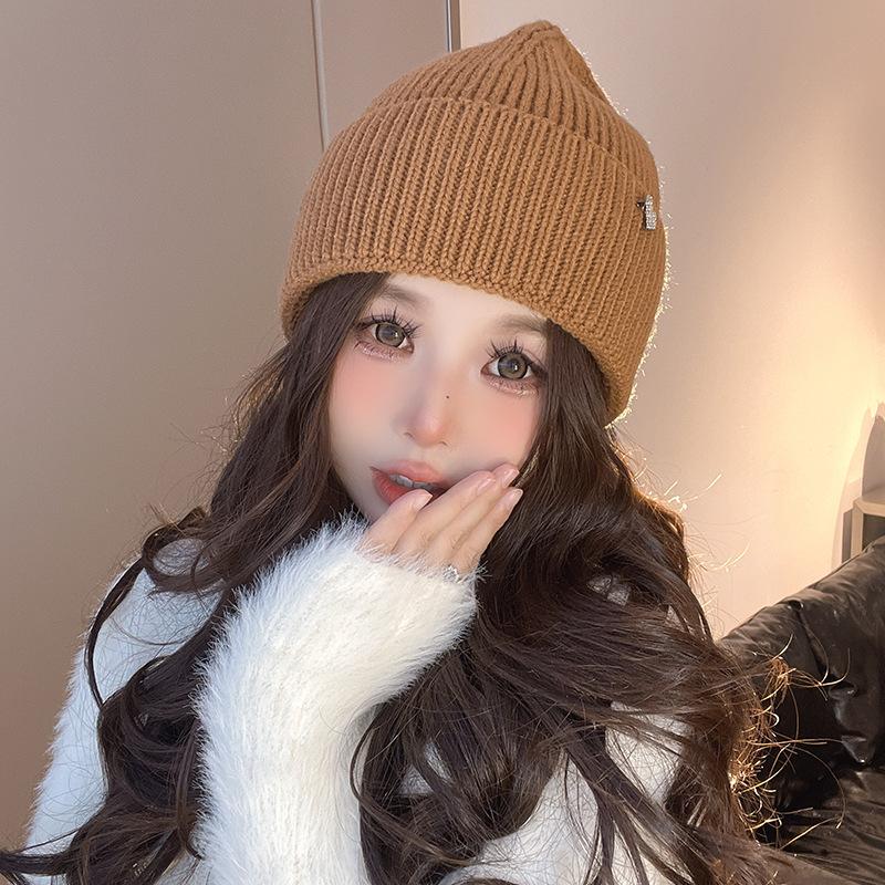 Hats for Women In Autumn and Winter Big Head Circumference Warm Knitted Hat Korean Style Versatile Ear Protection Cold Hat Couple Love Wool Hat
