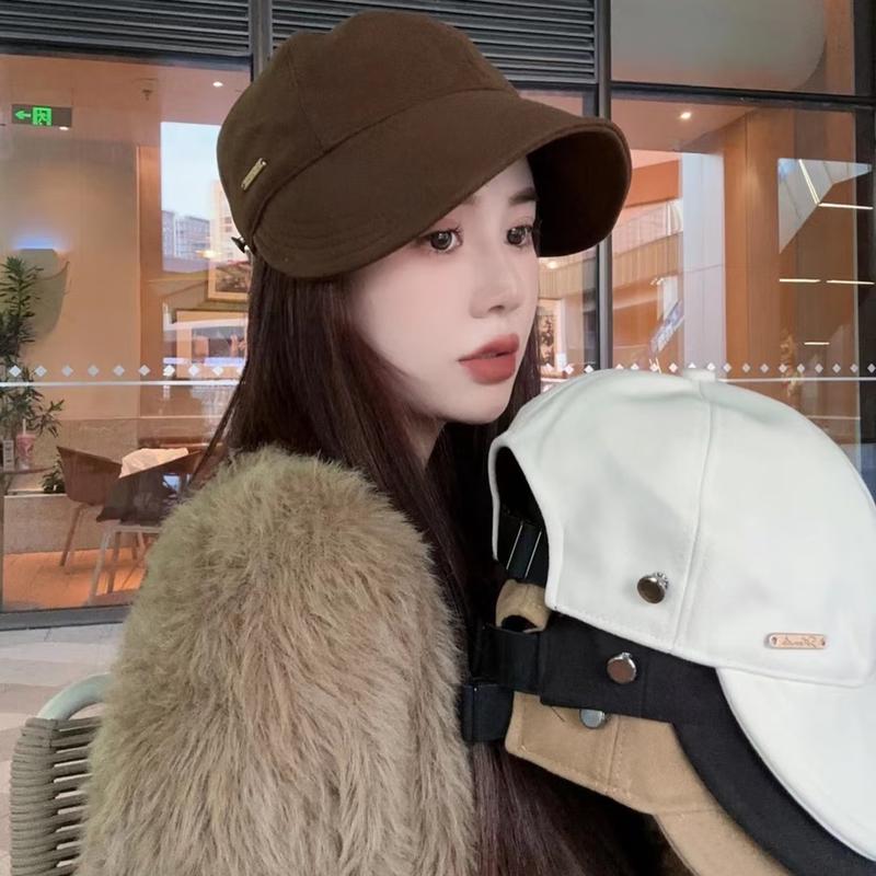 Korean Style Wide-Brim Wool Blend Hat One Size