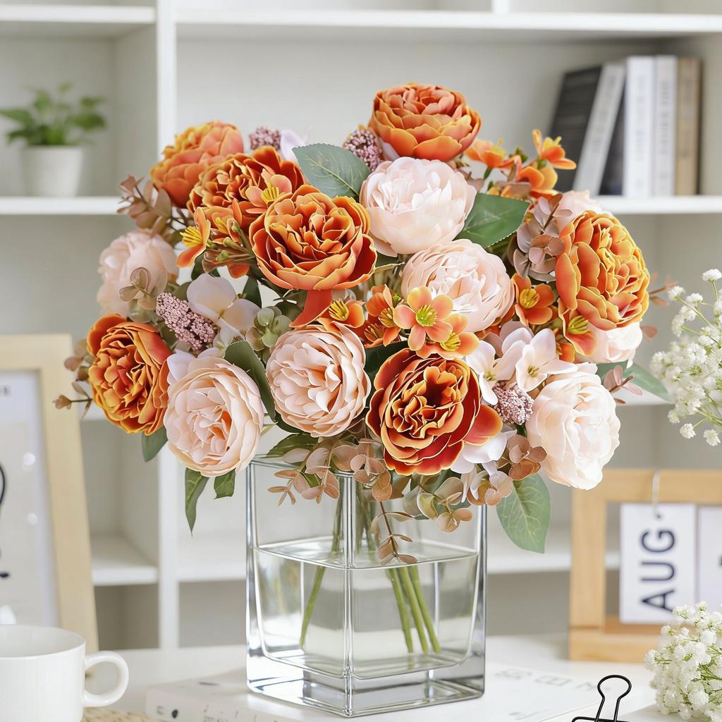 Artificial Flowers Silk Peony Home Room Table Wedding Wreath Bridal Bouquet Decora Valentine's Outdoor Garden Yard DIY Gifts Box