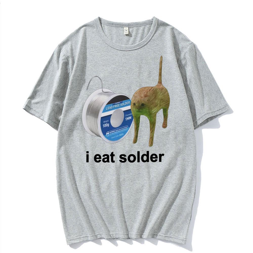 I Eat Solder To Curse An Interesting Cat Meme T-shirt for Men and Women, Fashionable and Casual Printed 100% Pure Cotton T-shirt
