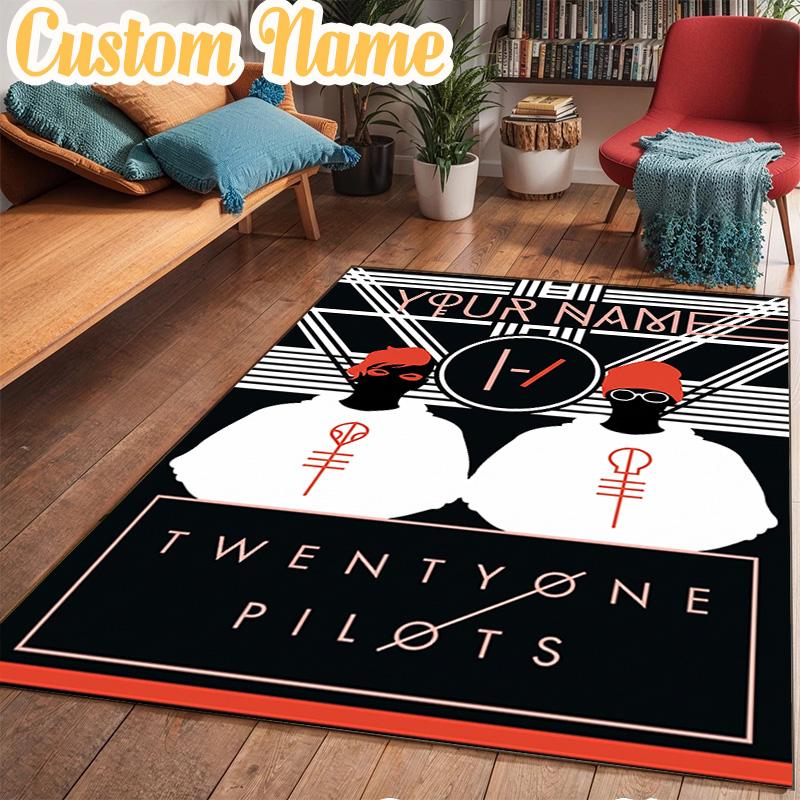 Custom Name Twenty One Pilots Music Evolution Rug Office Rug Chair Mat Non Slip Carpet Rugs for Bedrooms Dining Room Living Room Home Decor gifts