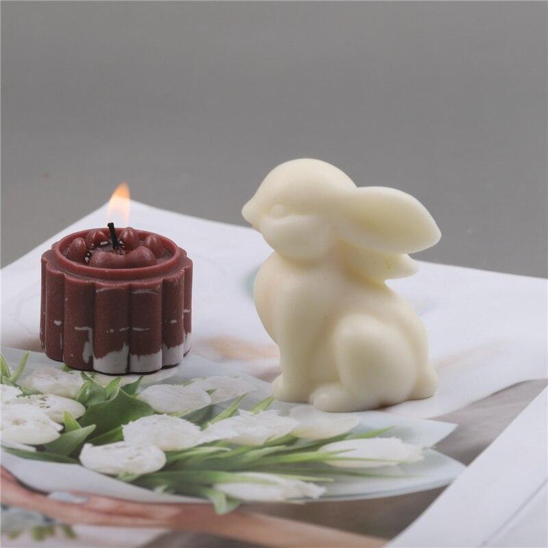 Holiday Decorations Bunny Candle Mold Silicone Rabbit Resin Mould Making Animal Plaster Chocolate Baking Tools Supplies
