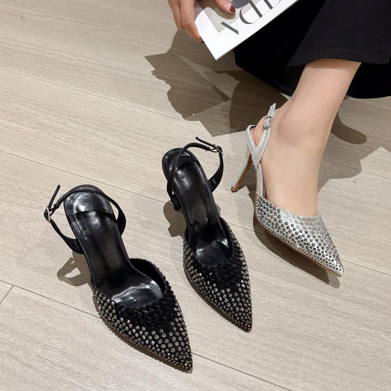 

Однословные босоножки на высоком каблуке женские весенние новые простые серебристые с открытым носком на шпильке рабочие женские туфли 41 чёрный