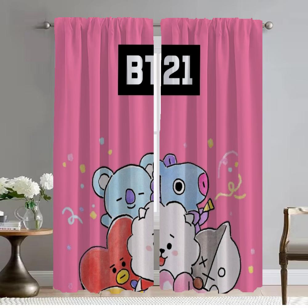 

Anti-mosquito Curtains 2 Pieces Kpop-BT21s Home Interior Curtains for Living Room Curtain Shades Partition Tulle for Bedroom W50xH70cmx2pcs-CL