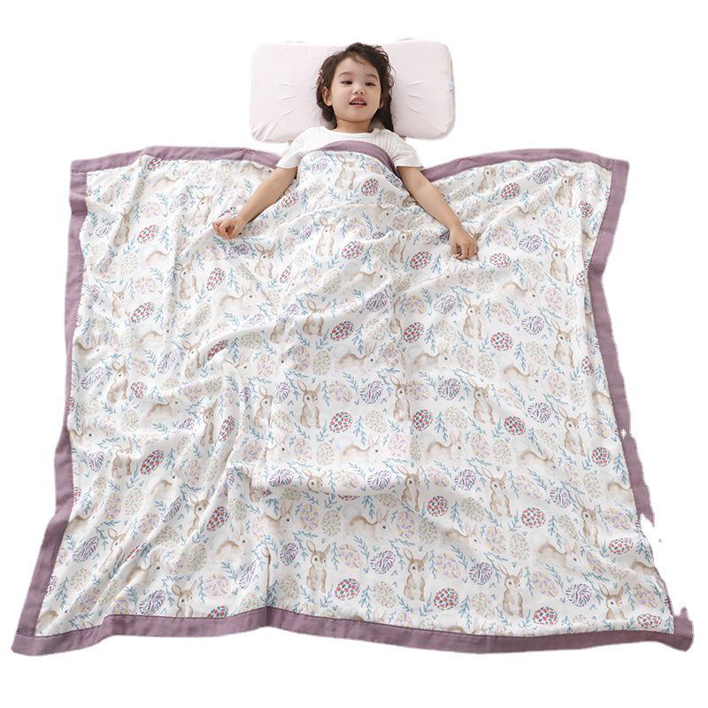 Digital Print Bamboo Cotton Baby Blanket - Four-Layer Gauze Anti-Kick Quilt for Newborns