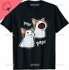 Kawaii Popping Cat Meme Funny Cat Lovers Gift Unisex Cotton TShirt Summer Fashion Breathable Unisex Shortsleev Ropa Hombre