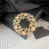 Brooch Retro Style Flower Plant Design Suit Lapel Pin with Faux Opal Inlaid Sweaters Collars Hats Bags Coats Scarves Badge Outfit Accessory