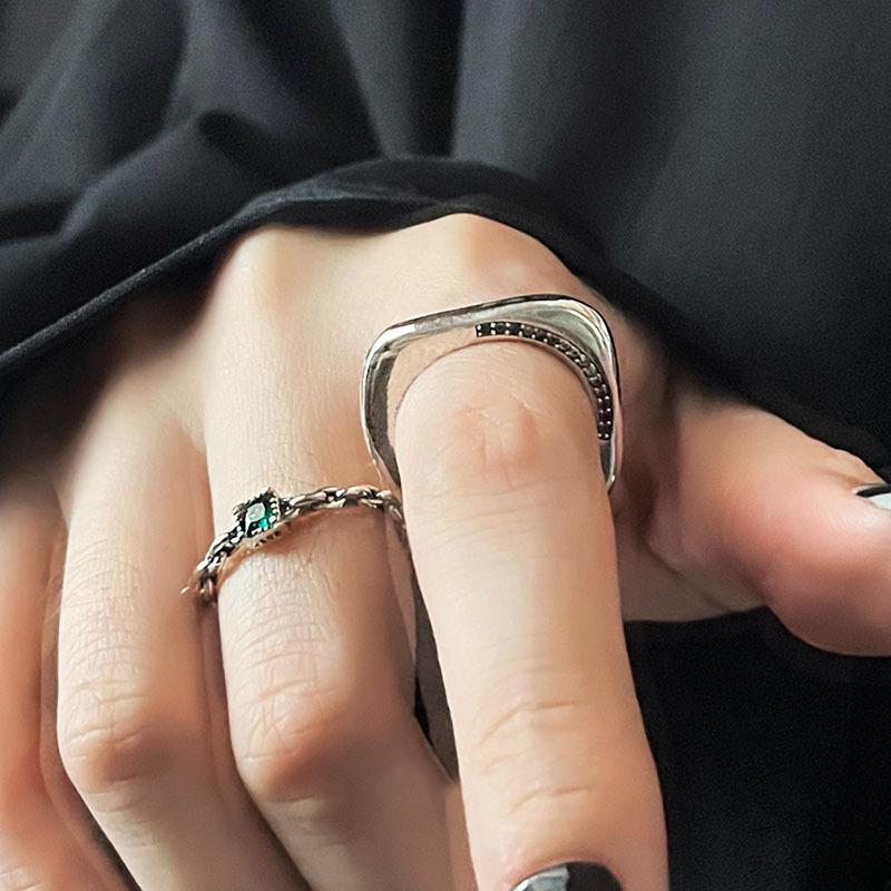 Vintage Inspired Chic Adjustable Copper Ring With Colorful Geometric Design Women For