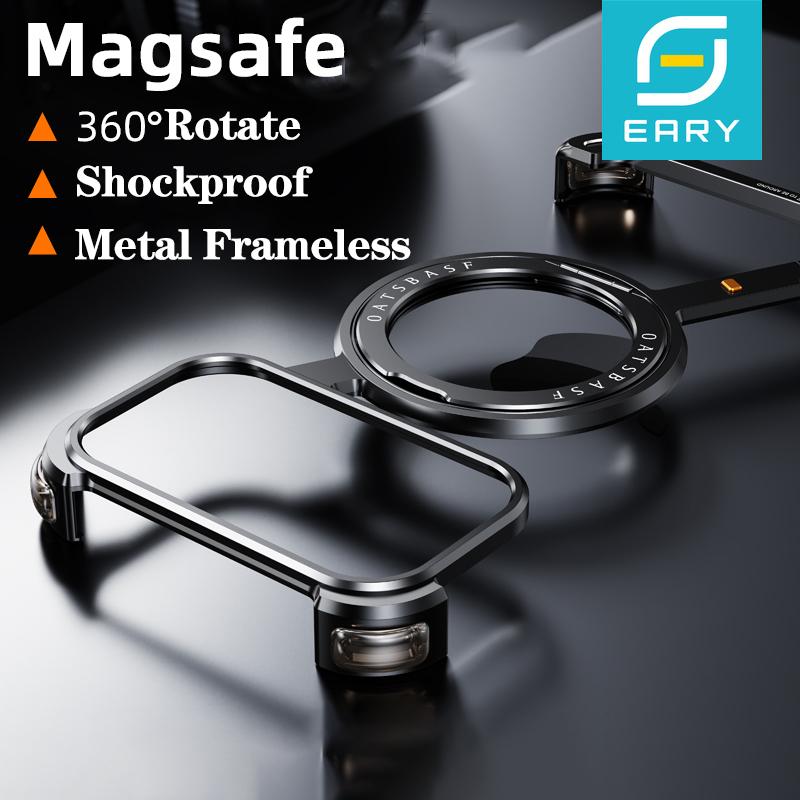 Metal Magnetic Phone Case for iPhone 17 Pro Max/17 Pro/17 Air for Magsafe 360°Stand Frameless Shockproof Protector Cover