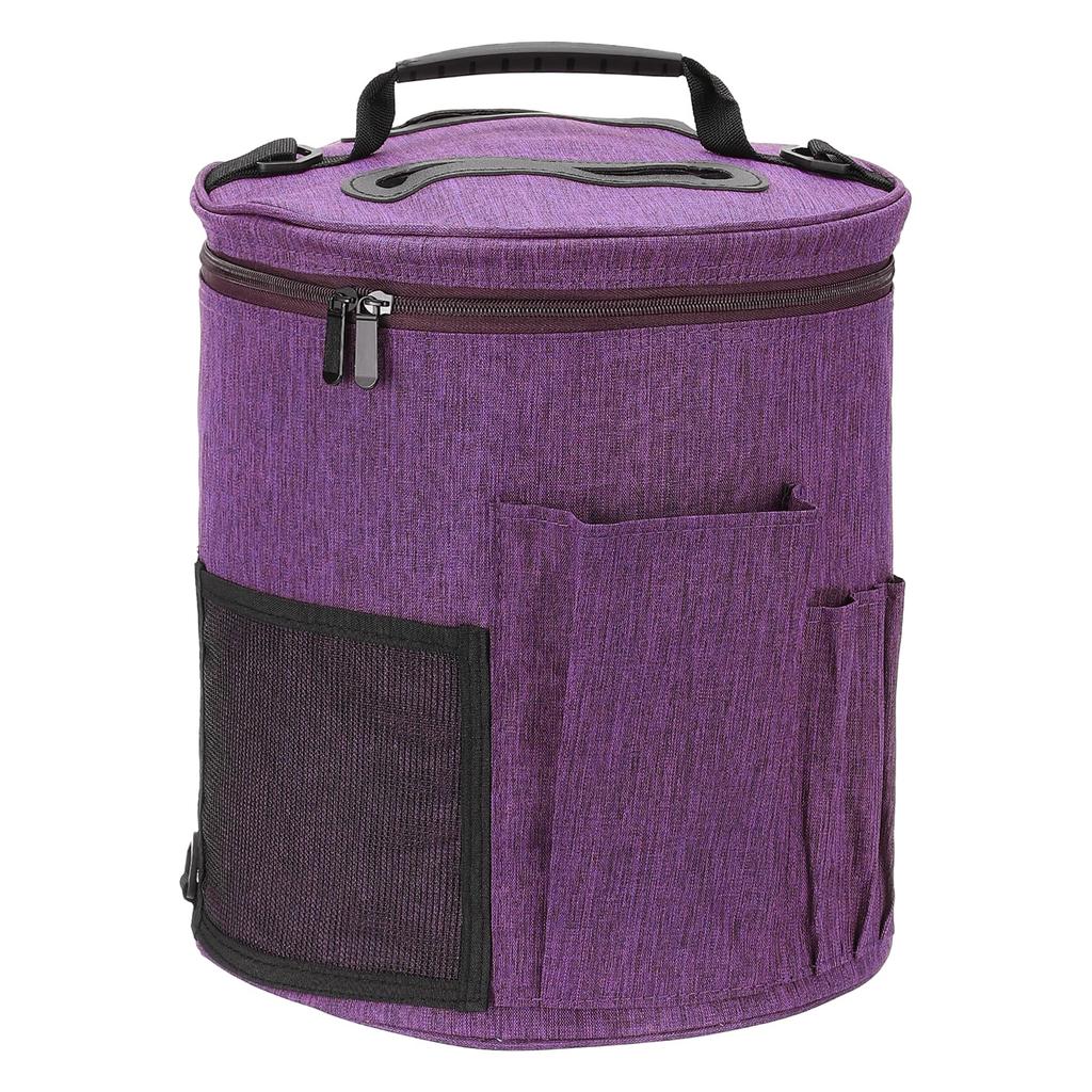 PATIKIL Knitting Large Size Knitting Organizer Strap Case Holder with Side Pockets for Crochet Supplies Needles Hooks Tools Purple Bag,