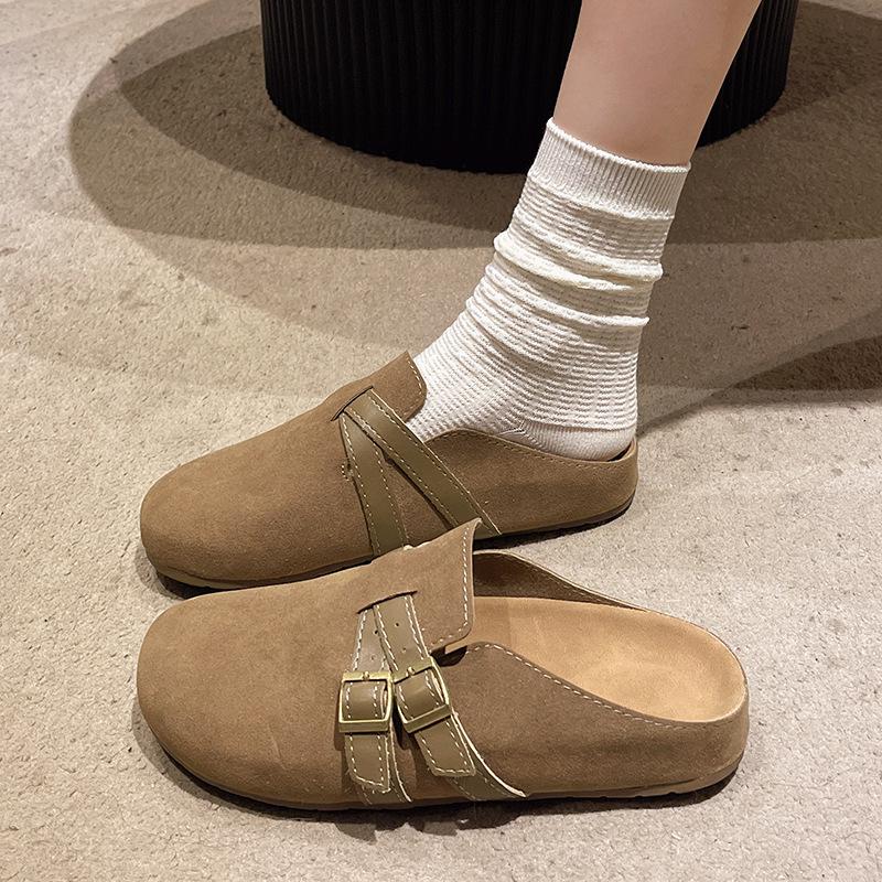 

Женская обувь на мягкой подошве детская 2025 сумка голова полушлепанцы уличная обувь на плоской подошве весна ретро нескользящая мягкая подошва 35 хаки