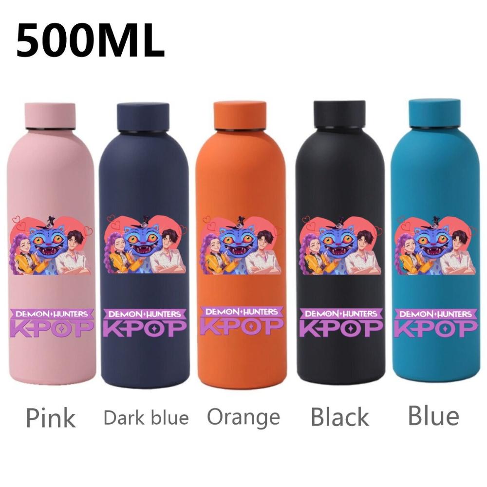 500ML KPop Dämonenjäger Cartoon Druck Sport Auslaufsicher Hohe Qualität Edelstahl Isoliert Wasserbecher Geburtstag Geburtstag Hohe Qualität Geschenke