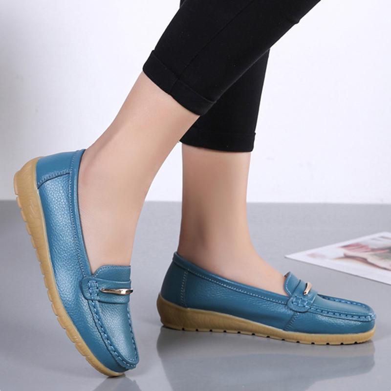 Cuero mujeres zapatos bajos para ayudar a zapatos planos moda zapatos de  guisantes casuales comprar a buen precio — entrega gratuita, reseñas reales  con fotos — Joom