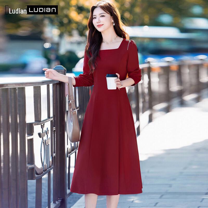 Women's Hepburn Style Square Neck A-Line Midi Dress
