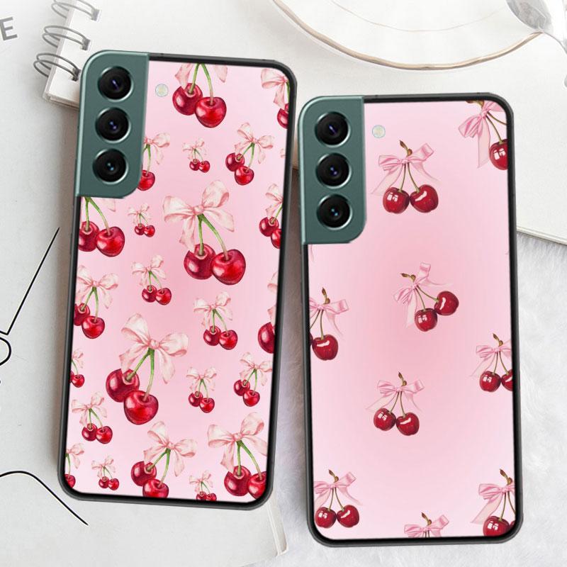 Cherry Bow Phone Case For Samsung A17 A14 A24 A34 A54 A03S A04S A13 A23 A33 A53 A70 A50S A30 A40 A51 A41 A20E A73 A71 A31 A21 A2
