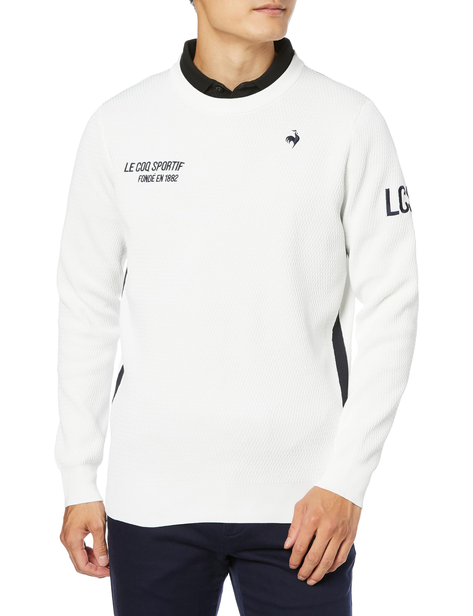

Coq Sportif Crew Neck Sweater Sporty Water Repellent Hand Washable Washable Golf QGMWJL00 WH00 [Le Golf] Men s (White)