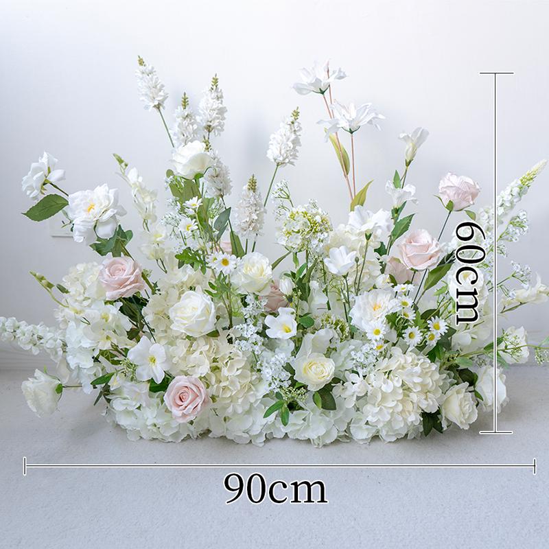 White Wedding Floral Art Wall Hanging Decoration - Artificial Flowers for Outdoor Event and Ceremony Background Arrangement