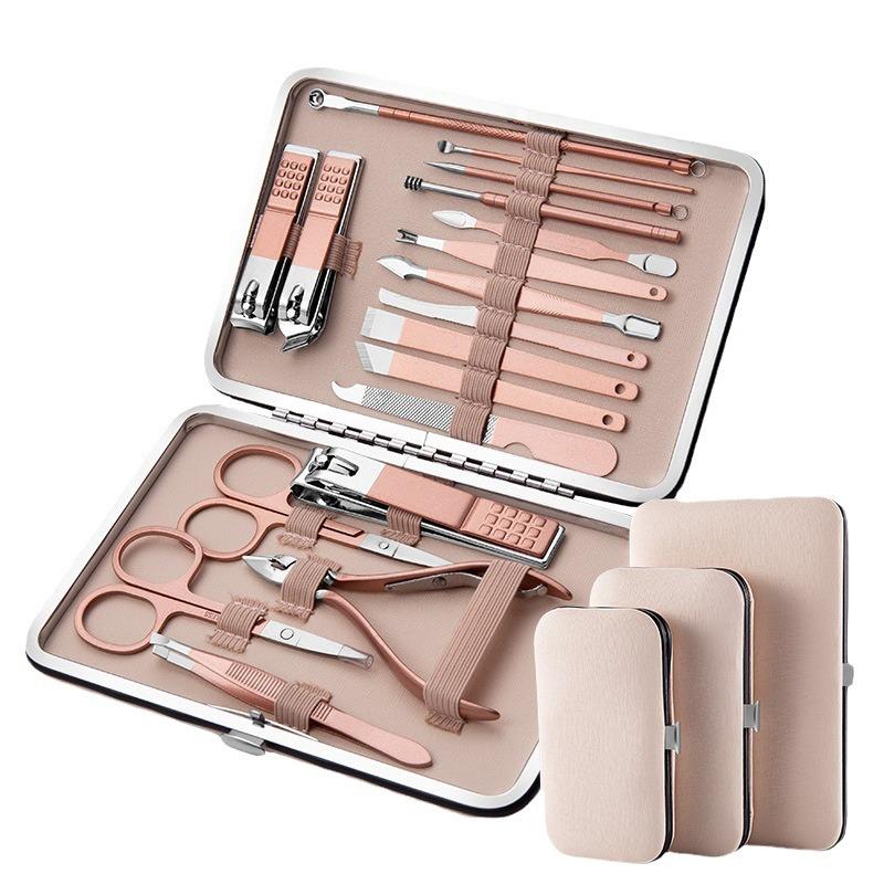 18-Piece Stainless Steel Manicure Tool Set - Nail Clippers & Grooming Tools
