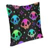 Halloween Neon Cat Skull Stars Pattern Square Pillowcover Home Decorative Cushions Throw Pillow For Sofa Double-Sided Printing