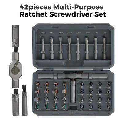 42pcs/set Magnetic Screwdriver Set DIY Ratchet Screwdriver Set Multi Bit Drive Set with Detachable Ratchet Handle DIY Tools