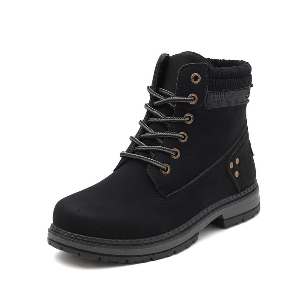 Women Lace‑Up Winter Ankle Boots Fleece Lined Warm Non‑Slip Low Heel Combat Booties Casual Outdoor Short Snow Boots
