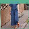 Relaxed Casual Womens Cotton Linen Twopiece Set With Embroidered Pockets For Summer Wear