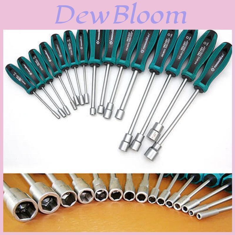 Premium Metal Socket Driver Wrench Screwdriver Hex Nut Key Nutdriver Tool Set 3-14mm