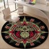 1PC Mayan Calendar Aztec Sun Office Round Area Rug, Mat Suitable For Office, Under Office Chairs Bedroom Living Room Home Decor, Room Deco
