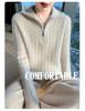 Women's 100% Wool Thickened Knitted Sweater with Large Lapel - Autumn/Winter Warm Twist Pullover, Versatile & Trendy