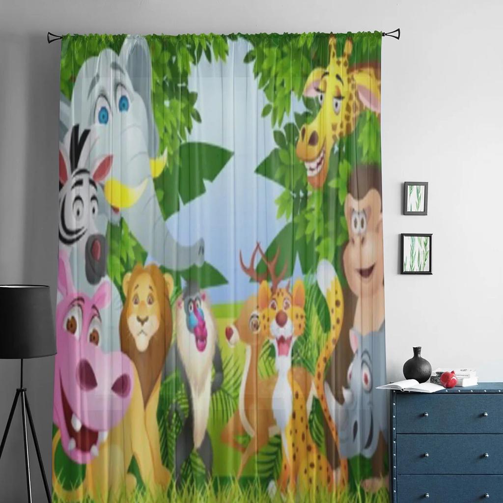 Cartoon Animals In The Forest Sheer Curtains For Bedroom Living Room Tulle Curtains For Kitchen Window Voile Curtains